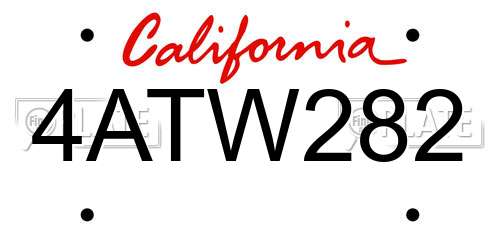 4ATW282 California License Plate