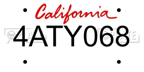 4ATY068 California License Plate