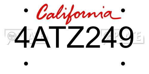 4ATZ249 California License Plate