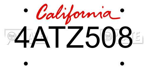 4ATZ508 California License Plate