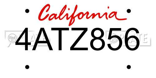 4ATZ856 California License Plate