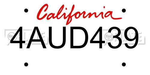 4AUD439 California License Plate