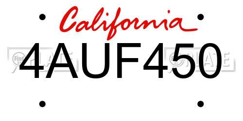 4AUF450 California License Plate