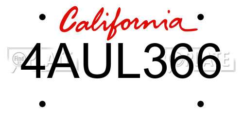 4AUL366 California License Plate