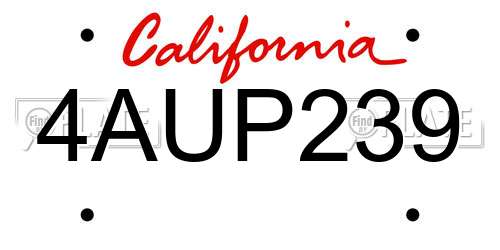 4AUP239 California License Plate