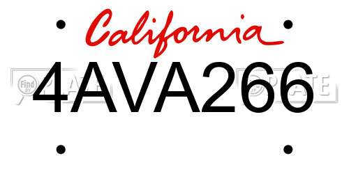 4AVA266 California License Plate