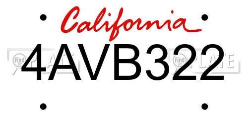 4AVB322 California License Plate