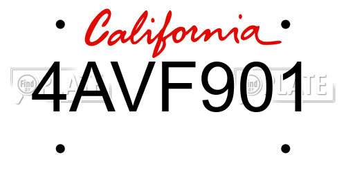 4AVF901 California License Plate