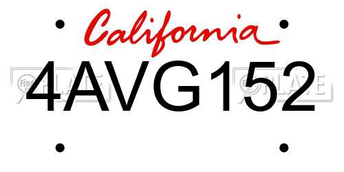 4AVG152 California License Plate