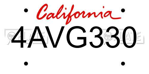 4AVG330 California License Plate