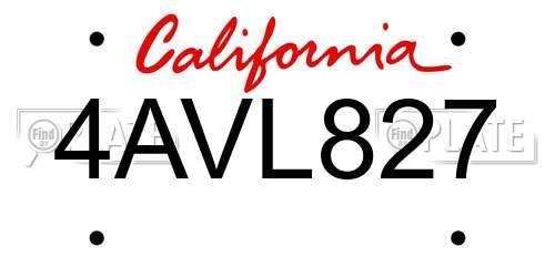 4AVL827 California License Plate