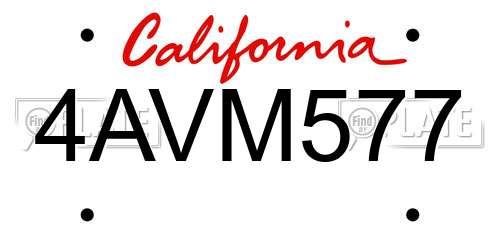 4AVM577 California License Plate