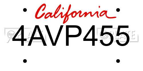 4AVP455 California License Plate