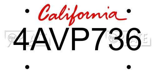 4AVP736 California License Plate