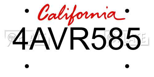 4AVR585 California License Plate
