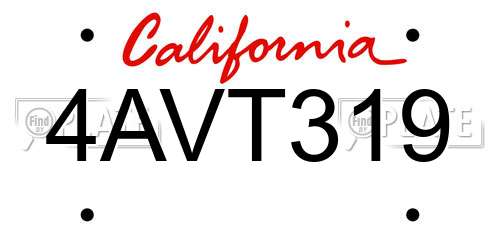 4AVT319 California License Plate