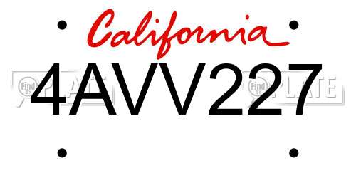 4AVV227 California License Plate