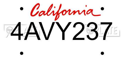 4AVY237 California License Plate