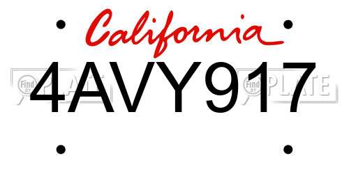 4AVY917 California License Plate