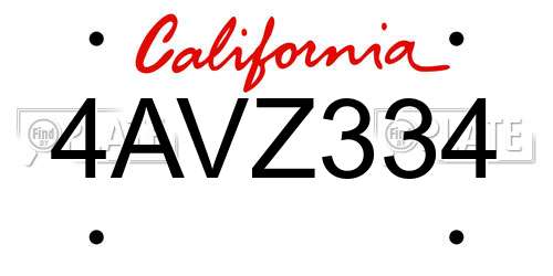 4AVZ334 California License Plate