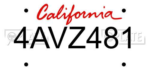 4AVZ481 California License Plate