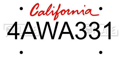 4AWA331 California License Plate