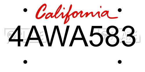 4AWA583 California License Plate