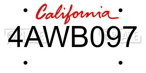 4AWB097 California License Plate