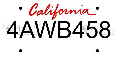 4AWB458 California License Plate