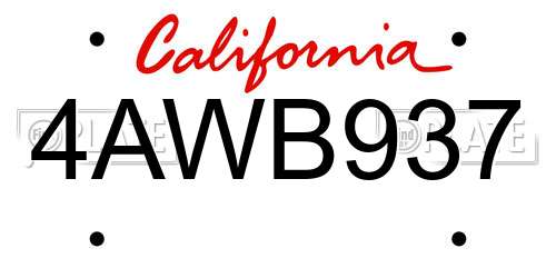4AWB937 California License Plate