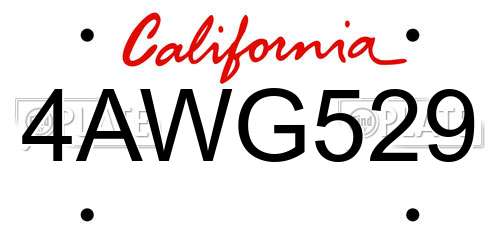 4AWG529 California License Plate