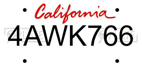 4AWK766 California License Plate