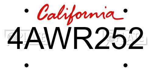 4AWR252 California License Plate