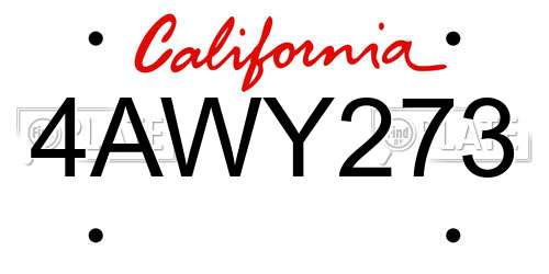 4AWY273 California License Plate
