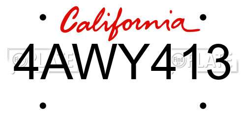 4AWY413 California License Plate