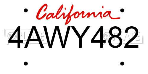 4AWY482 California License Plate