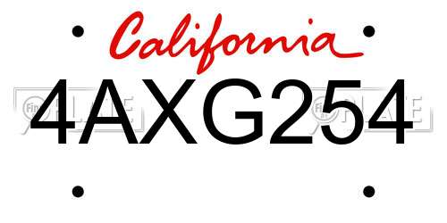 4AXG254 California License Plate
