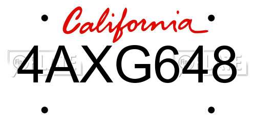 4AXG648 California License Plate