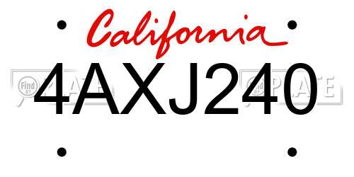 4AXJ240 California License Plate