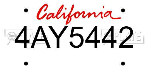4AY5442 California License Plate