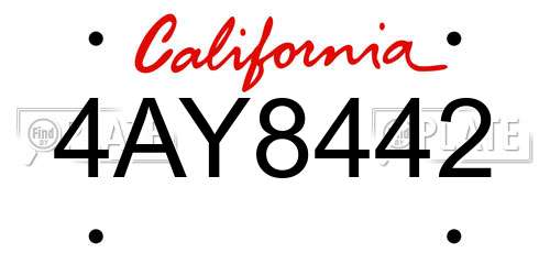 4AY8442 California License Plate