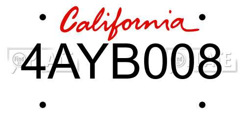 4AYB008 California License Plate