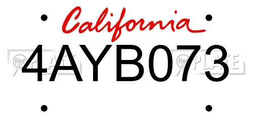 4AYB073 California License Plate
