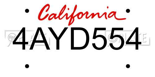 4AYD554 California License Plate