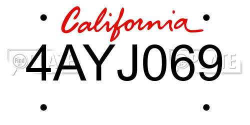 4AYJ069 California License Plate
