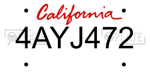 4AYJ472 California License Plate