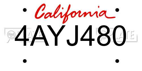 4AYJ480 California License Plate