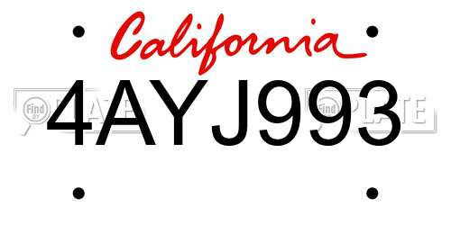 4AYJ993 California License Plate