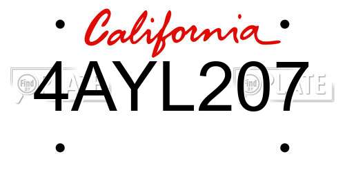 4AYL207 California License Plate