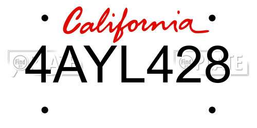 4AYL428 California License Plate